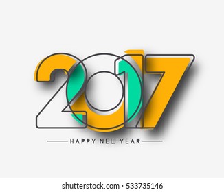 Happy new year 2017 Text Design for Flyers and Greetings Card. Vector illustration