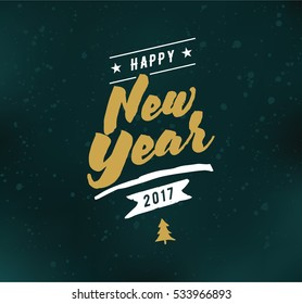 Happy New Year 2017 text design. Vector logo, typography. Usable as banner, greeting card, gift package etc. 