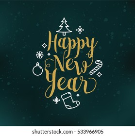 Happy New Year 2017 text design. Vector logo, typography. Usable as banner, greeting card, gift package etc. 