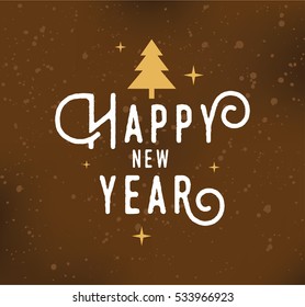 Happy New Year 2017 text design. Vector logo, typography. Usable as banner, greeting card, gift package etc. 