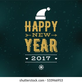 Happy New Year 2017 text design. Vector logo, typography. Usable as banner, greeting card, gift package etc. 