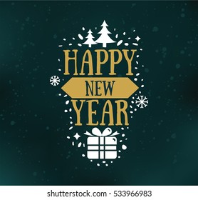 Happy New Year 2017 text design. Vector logo, typography. Usable as banner, greeting card, gift package etc. 