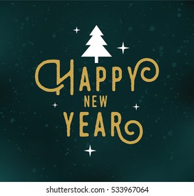 Happy New Year 2017 text design. Vector logo, typography. Usable as banner, greeting card, gift package etc. 