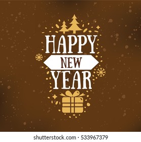 Happy New Year 2017 text design. Vector logo, typography. Usable as banner, greeting card, gift package etc. 