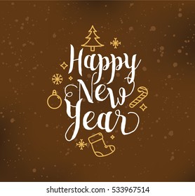 Happy New Year 2017 text design. Vector logo, typography. Usable as banner, greeting card, gift package etc. 