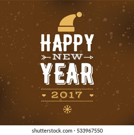 Happy New Year 2017 text design. Vector logo, typography. Usable as banner, greeting card, gift package etc. 