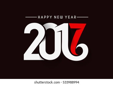 Happy new year 2017 Text Design for Flyers and Greetings Card. Vector illustration