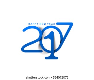 Happy new year 2017 Text Design for Flyers and Greetings Card. Vector illustration