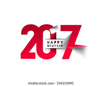 Happy new year 2017 Text Design for Flyers and Greetings Card. Vector illustration