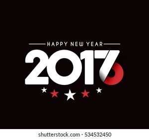 Happy new year 2017 Text Design for Flyers and Greetings Card. Vector illustration