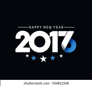 Happy new year 2017 Text Design for Flyers and Greetings Card. Vector illustration