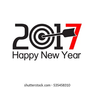 Happy new year 2017 text design with arrow at the target  - Powered by Shutterstock - Get 15% off with code: PIKWIZARD15