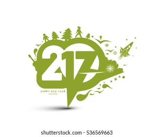 Happy new year 2017 Text Design for Flyers and Greetings Card. Vector illustration