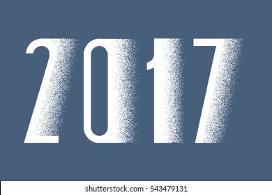 Happy New Year 2017 text design. Vector greeting illustration with effect snow