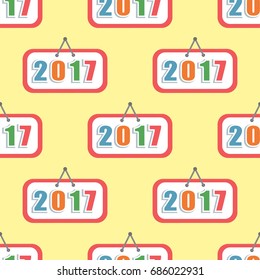 Happy new year 2017 text seamless pattern vector creative graphic celebration greeting party date illustration