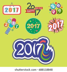Happy new year 2017 text design vector creative graphic celebration greeting party date illustration