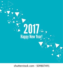 Happy new year 2017 theme. Vector. The scattering particles in the form of a triangle