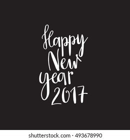 Happy new year 2017 - tree unique xmas design elements isolated on black backgground. Great design element for congratulation cards, banners and flyers.