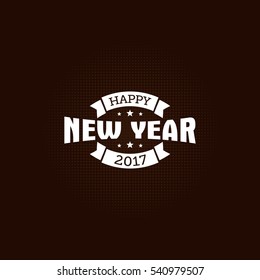 Happy New Year 2017 typography on dark background . Greeting card design with hand lettering inscription for winter holidays. Vector illustration 