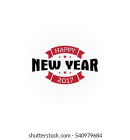 Happy New Year 2017 typography on white background . Greeting card design with hand lettering inscription for winter holidays. Vector illustration 