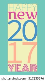 Happy new year 2017 typography.Vector illustration in flat style