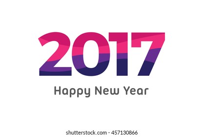 Happy New year 2017 vector text design with color wave 
