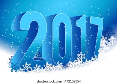Happy New Year 2017 vector background with snowflakes