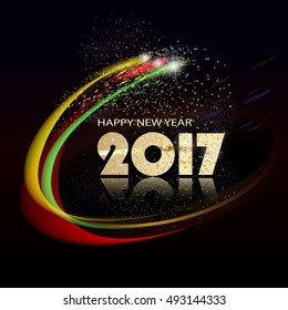 Happy New Year 2017 / Vector New Year background, Abstract New Year's fireworks on black