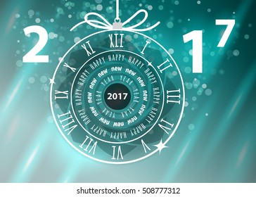 Happy New Year 2017 vector greeting card