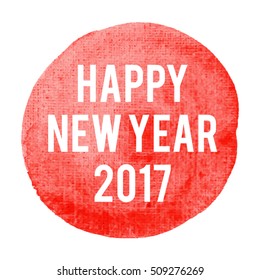 Happy new year 2017 Vector illustration isolated watercolor on red watercolor background
