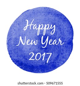 Happy New Year 2017 Vector illustration isolated watercolor on blue watercolor background