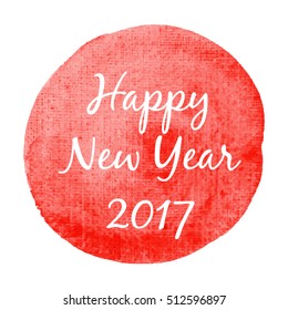 Happy New Year 2017 Vector illustration isolated watercolor on red watercolor background

