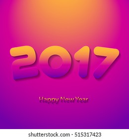 Happy New Year 2017.  Vector iIlustration. Text Design. Calendar cover.
