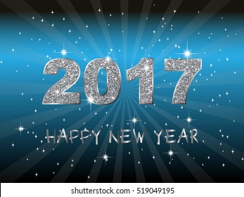 Happy New Year 2017. Vector background.Typographic Wishes and Winter Holiday Elements on gold background. Greeting illustration for Xmas. Template for invitation, flyer, banner, poster.