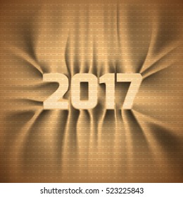 Happy new year 2017. Vector illustration of golden fabric in the form of numbers.