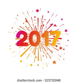 Happy new year 2017. Vector illustration of colorful fireworks