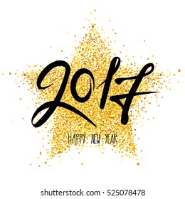 Happy New Year 2017 / Vector illustration, holiday background with a metallic confetti.