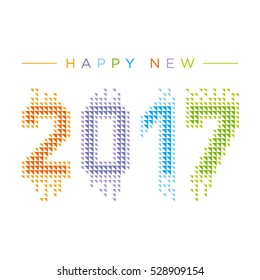 Happy New Year 2017 vector.
Vector illustration of 2017 made of colorful polygonal shapes.