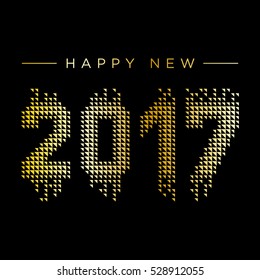 Happy New Year 2017 vector.
Vector illustration of 2017 made of polygonal shapes with creative gold gradient.