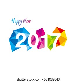 Happy New Year 2017 vector.
Vector illustration of 2017 made of colorful polygonal shapes.