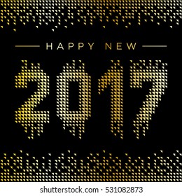 Happy New Year 2017 vector.
Vector illustration of 2017 made of polygonal shapes with creative gold gradient.