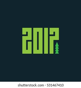 Happy new year 2017. Vector Design element with pine