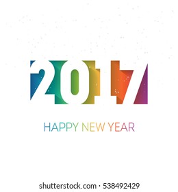 Happy new year 2017 vector background with the rainbow gradient. Cover of business diary for 2017 with wishes. Vector brochure design template. Greeting colorful card.