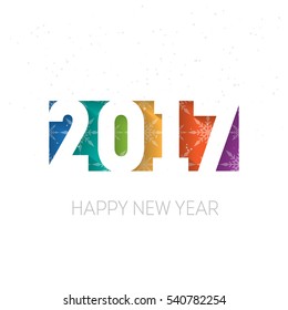 Happy new year 2017 vector background. Cover of business diary for 2017 with wishes and snowflakes. Vector brochure design template.