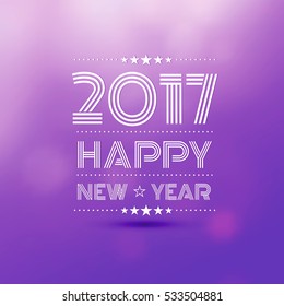 happy new year 2017 in violet bokeh blur pattern background ,vector illustration