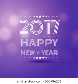 happy new year 2017 in violet bokeh blur pattern background ,vector illustration