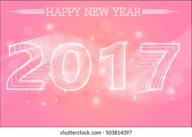 Happy New Year 2017 with white text on a pink background.