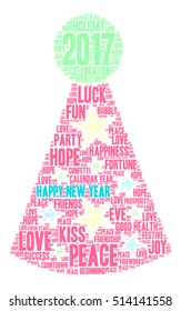 Happy New Year 2017 word cloud on a white background. 
