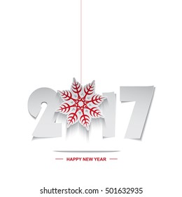 Happy New Year 2017,christmas design with snowflake.Vector illustration.