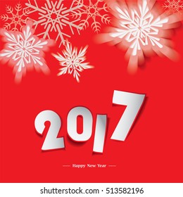 Happy New Year 2017,defocused snowflakes.Vector illustration.